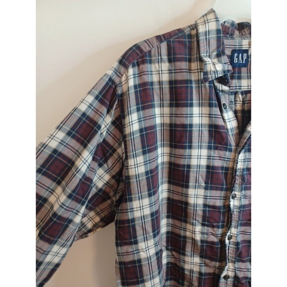 Gap Plaid Button Down Dress Shirt L Brown Country Farm Hayride Fall Scarecrows - Picture 5 of 8